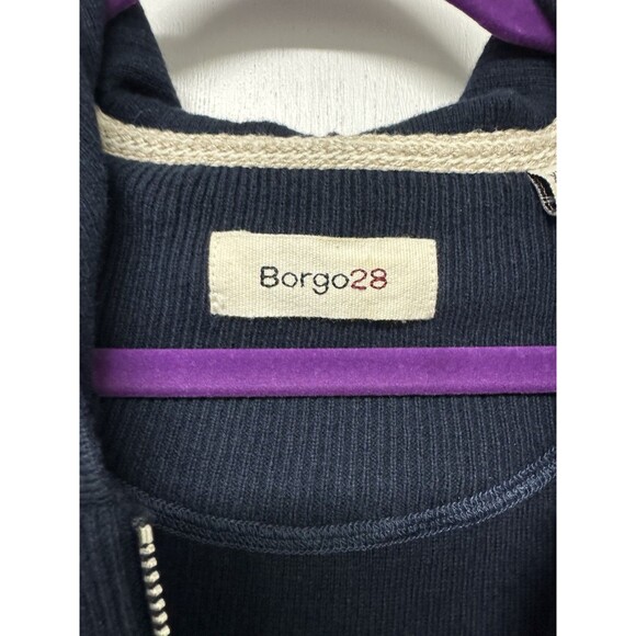 Borgo28 Raglan Sleeve Zip-Front Hoodie Size XXL Navy Blue - Picture 2 of 6